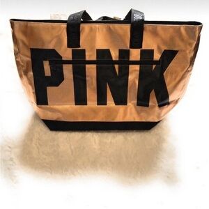 Victoria's Secret PINK Limited Edition Rose Gold Metallic Tote Bag